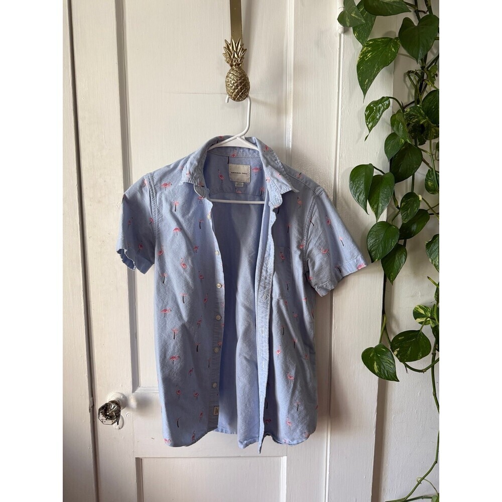 American Eagle men’s size X – small flamingo button down shirt